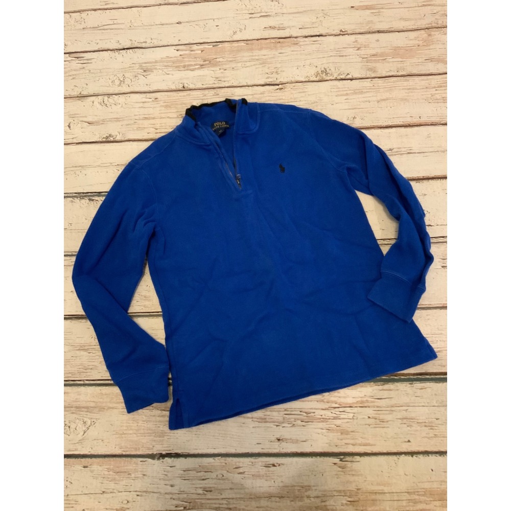 Polo Ralph Lauren Boys Royal Blue Quarter Zip Pullover Sweater Size L 14-16